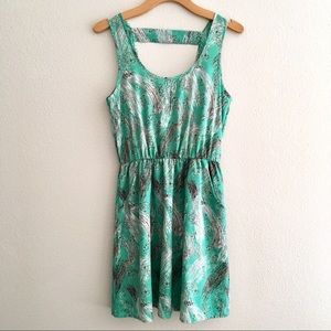 Lush Dress Sz Medium Green print, Sleeveless